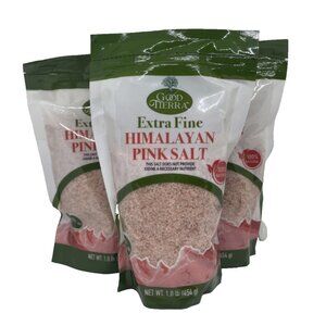 3pk GOOD TIERRA EXTRA FINE HIMALAYAN PINK SALT 84 MINERALS NO-GMO VEGAN 1LB BAGS